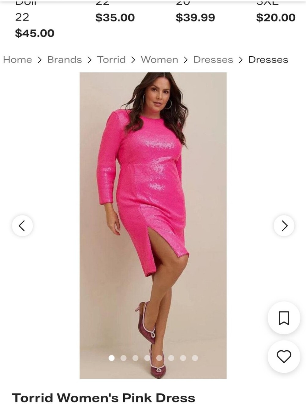 torrid Hot Pink Sequin Midi Dress with Side Slit